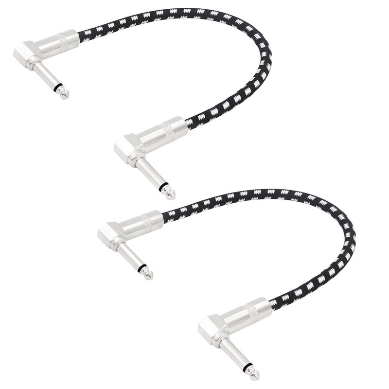 LANMINGLEL Right Angle 1/4 Inch Instrument Cable Short TS Guitar Cable Electric Guitar Amp Cord 6.35mm Stereo Audio Cable for Guitar Bass Keyboard and Pro Audio 2 Pack(1FT) - Image 1